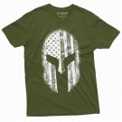 Mens Spartan Helmet American Flag Tee Shirt Cool Warrior T-Shirt