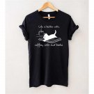 Cat Love Shirt, Life Is Better With Coffee Cats And Books T-Shirt, Coffee Cat Shirt, Coffee Shirt