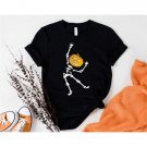 Skeleton Halloween Shirt, Skull Pumpkin Funny Halloween Party Costume T-Shirt, Funny Halloween Shirt