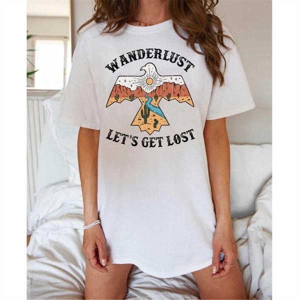 Mountains Shirt, Wanderlust Let's Het Lost Retro T-Shirt, Boho Shirt, Wanderlust Shirt