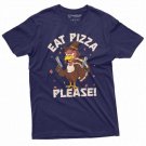 Thanksgiving Funny Eat Pizza Please Turkey With Guns Funny T-Shirt