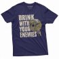 Men's Skull Warrior Funny T-shirt Drink your your Enemies Birthday Gift Skulls Tee Shirt