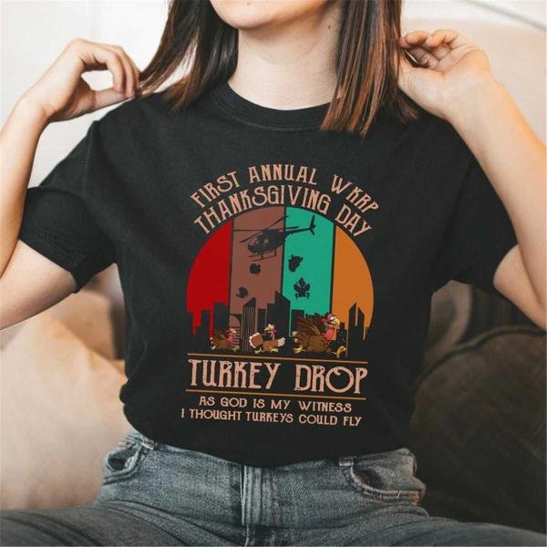 Thanksgiving Day Shirt, First Annual WKRP Thanksgiving Day Turkey Drop T-Shirt, Funny Thanksgiving S