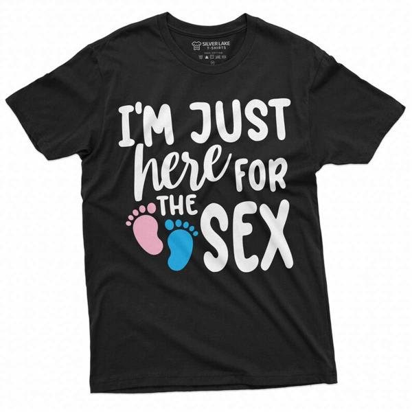 Just here for hex Gender Reveal Pink or Blue Boy Girl Mens Unisex Tee Shirt