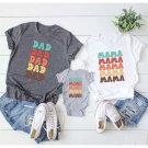 Dad Mama Mini Matching Gift, Boho Style Family Matching T-shirt, Family Vacation Gift, Colorful Fami