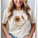 Aesthetic Sunflower Tee, You are My Sunshine Cute Women Shirt, Flower Heart Shirt