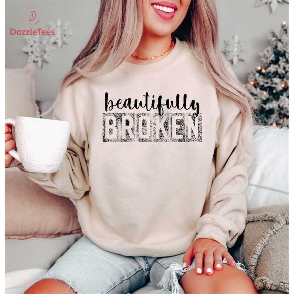 Black Grunge Shirt, Beautifully Broken Emo Sweatshirt, I'm Broken I'm Ok Hoodie, Dead Inside Shirt, 