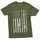 Mens Usa American Fish Flag T Shirt Fishing Pole T-Shirt