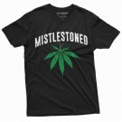 Mens Mistlestoned Cannabis Weed Funny Christmas Tshirt Marijuana Mens Shirt
