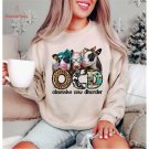 Patterned Colorful OCD Hoodie, Obsessive Cow Disorder Cute Animal Lovers Sweatshirt, Funny Cow Frien