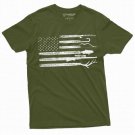 Men's Hunting Fishing Shirt USA Flag Nature Camo Shirt Father Dad Papa Gift Ideas Patriotic Tee