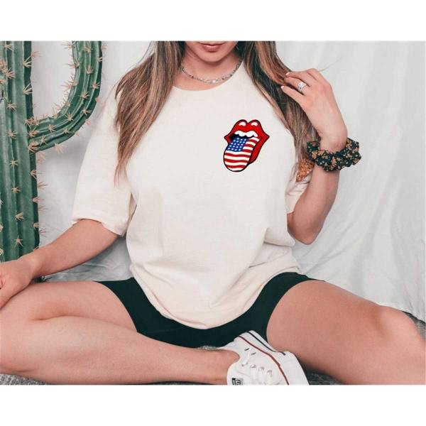 Patriotic Day Shirt, American Flag Lips Shirt, USA Lips Shirt, Lips American Flag Shirt, Kisses Shir