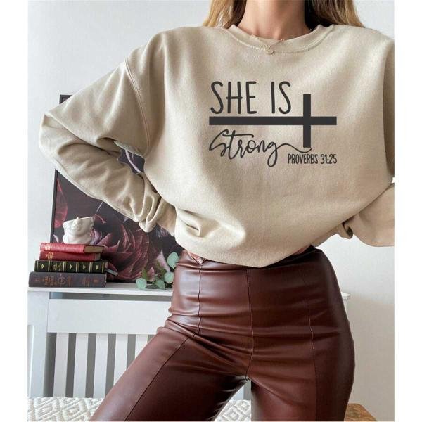 She is Strong Sweatshirt, She is Strong Sweatshirt, She Is Fierce Strong Brave Full of Fire Shirt, G