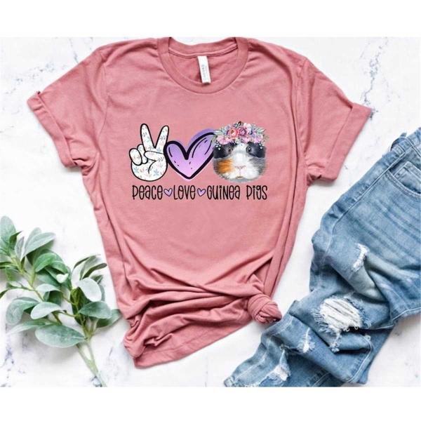 Show Peace Shirt, Peace Love Guinea Pigs T-shirt, Inspirational Tee, Love Shirt, Tops And Tees, Peac