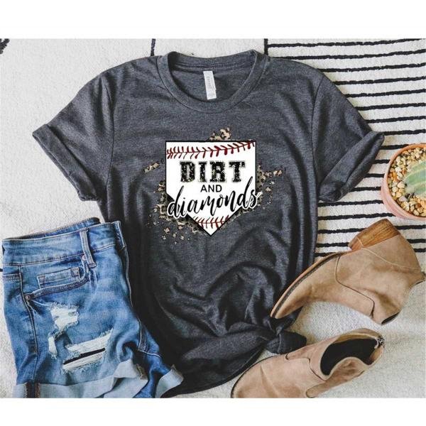 Baseball Mom Leopard Shirt, Dirt And Diamonds Shirt, Baseball Mom Shirt, Love Baseball shirt, Womens