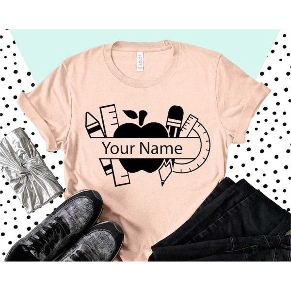 Customized Name Teacher Shirt, Custom Teacher Shirt, Teacher Shirts, Pencil Teacher Shirt, Personali