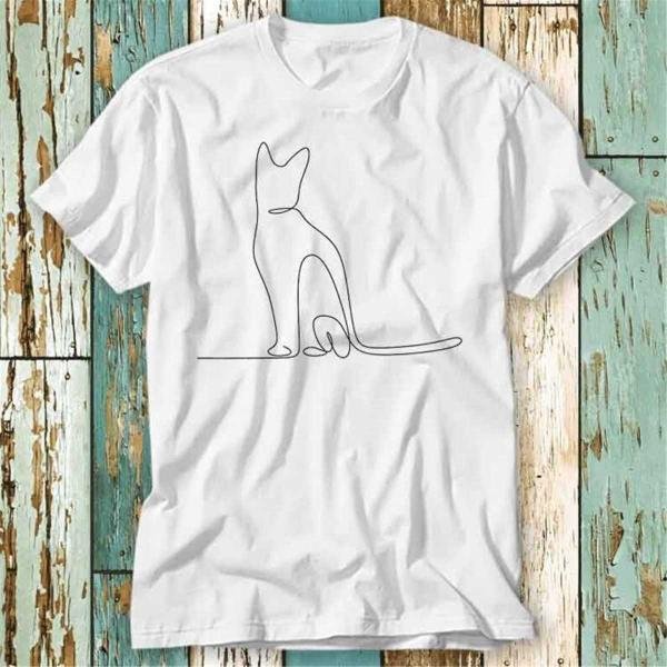 Cat Lovers One Line Drawing Cute Kitten T Shirt T-Shirt