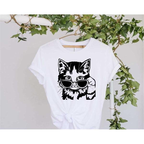 Cat Shirt, Cool Cat Shirt, Cool Cat With Sunglasses Shirt, Cat Lover Shirt, Funny Cat Shirt, Cat Fac