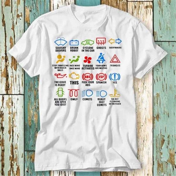 Car Dash Icons T Shirt Top Design Unisex Ladies Mens Tee Retro Fashion Vintage Shirt S826