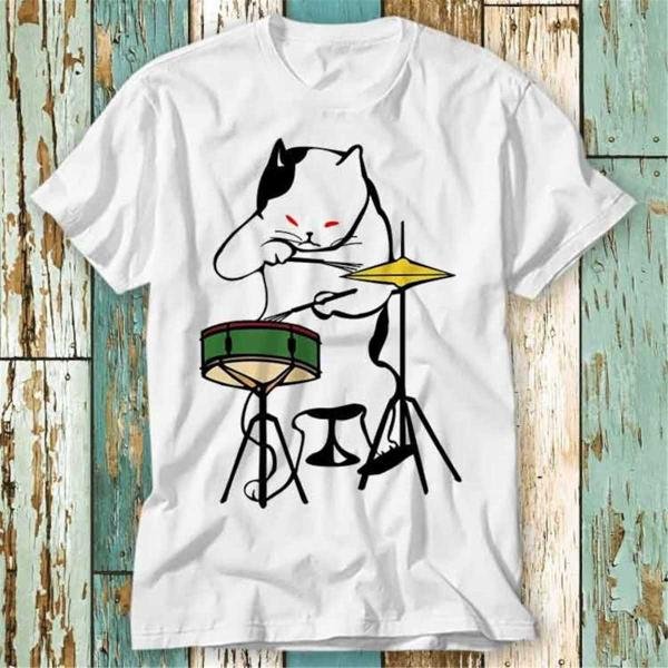 Cat Playing Drums Kitten Music Master T Shirt Top T-Shirt