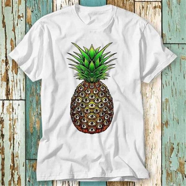 Psychedelic Pineapple With Eyes Trippy T Shirt Top Design T-Shirt