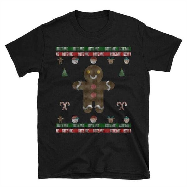 Gingerbread Man (BITE ME) Ugly Christmas Sweater T-Shirt