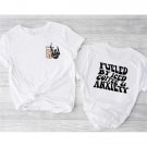 Skeleton Shirt, Funny Fueled By Iced Coffee and Anxiety Shirt, Coffee Shirt, Iced Coffee Shirt, Coff