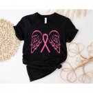Breast Cancer Shirt, Pink Ribbon With Angel Wings Shirt, Cancer Awareness Shirt, Strong Women, Cance