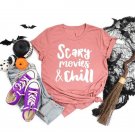 Scary Movies & Chill Shirt, Halloween Shirt, Funny Halloween Shirt, Horror Movie Shirt, Fall Shirt, 