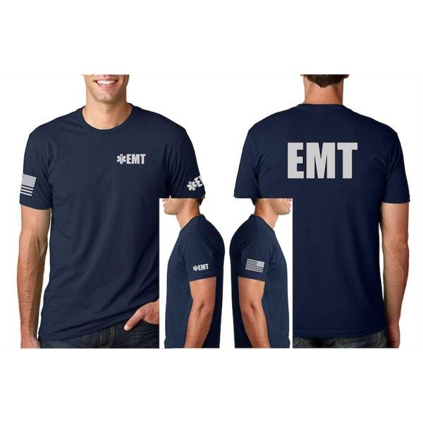 EMT Left Chest Emergency Medical Technician Shirt - Unisex White and Reflective