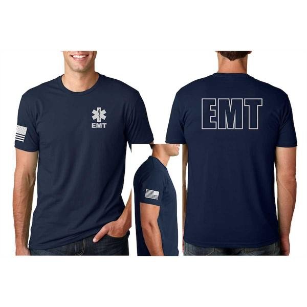 EMT Emergency Medical Service Prayer Snake Left Chest Unisex White and Reflective