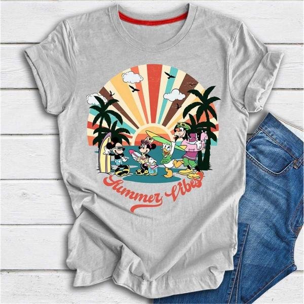Disney Retro Summer Vibes Shirt, Disney Summer Vacation, Summer Vibes Disney Shirts, Mickey and Fire