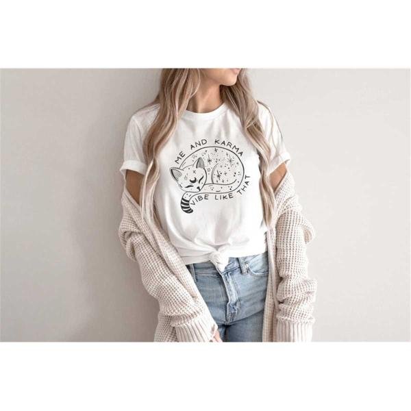 Karma Is A Cat Taylor Swift, Me And Karma Vibe Like That Shirt, Midnights Album Tee, Swiftie, Swift 