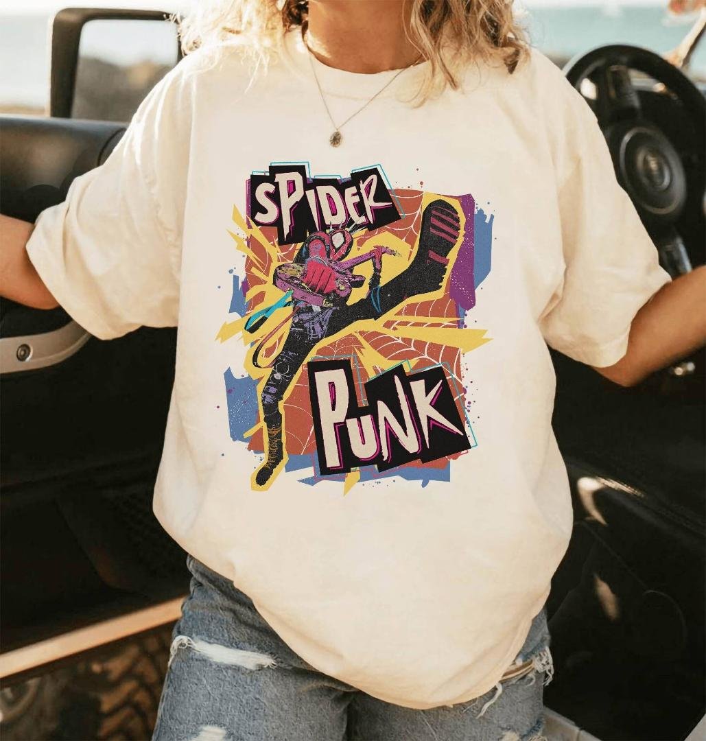 Vintage 90s Spider Punk Shirt Retro Spiderman Comic Shirt Spider-Man Across the Spider