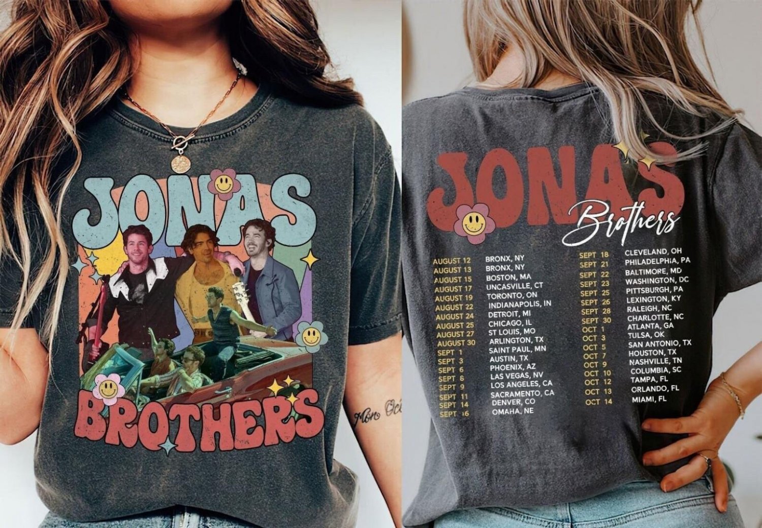 Joe Jonas Double sided shirt, Retro Jonas Brothers Shirt, Jonas Brothers Tour Shirt