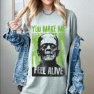 Halloween Horror Shirt, You Make Me Feel Alive Frankenstein Shirt, Oversized Tshirt