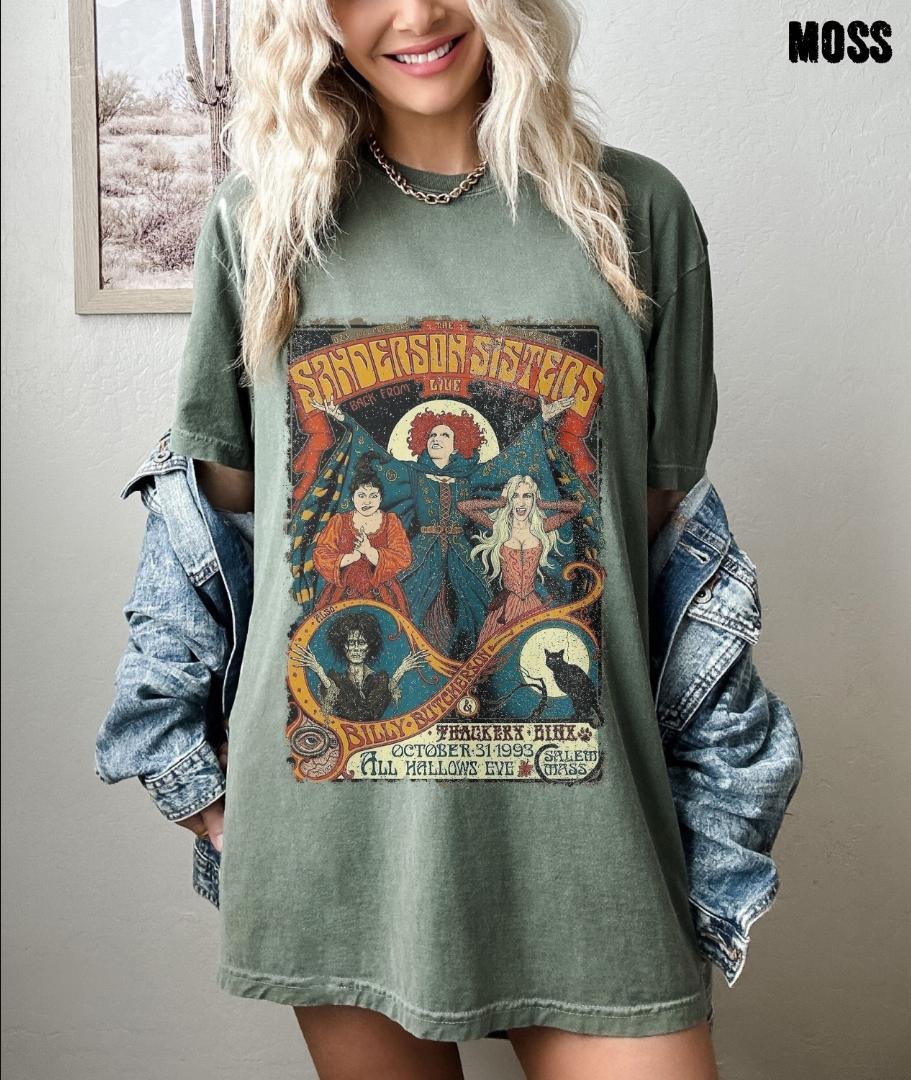 Halloween Shirt, Witch Sisters Oversized Vintage Tshirt, Tshirt