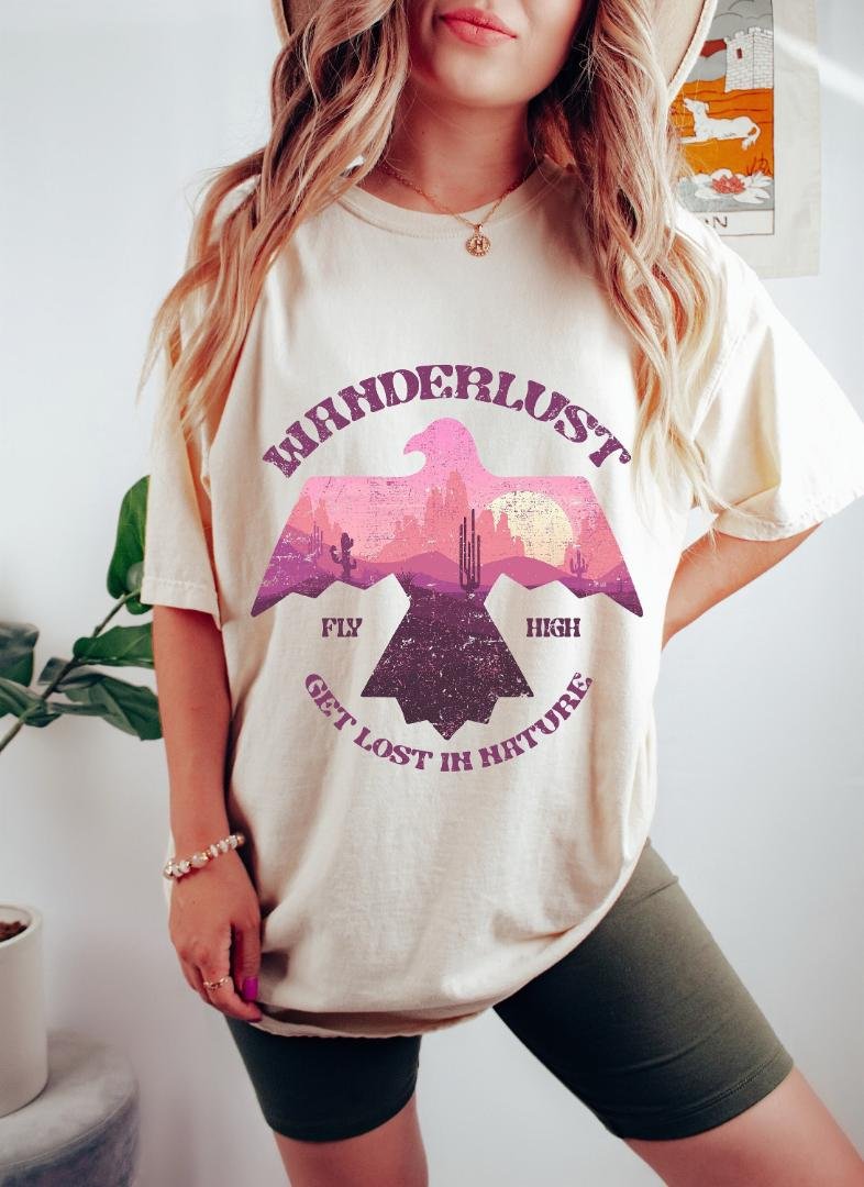 Tshirt, Wanderlust Eagle Fly High Get Lost In Nature Oversized TShirt