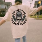 Halloween Shirt, The Graveyard Creep Club Oversized Vintage T Shirt, Tshirt