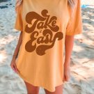 Tshirt, Take It Easy Retro Oversized TShirt, Graphic Tees For Women