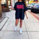 Santa Baby Pink Christmas Shirt, Santa Baby Oversized Christmas T-shirt, Glitter Christmas Shirt