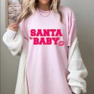 Santa Baby Pink Christmas Shirt, Santa Baby Oversized Christmas T-shirt, Glitter Christmas Shirt