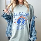 Cowgirl Shirt, Saddle Up Cowgirl Oversized Vintage Tee, Rodeo Cowgirl Shirt