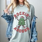 Christmas Tree Retro Shirt, Rockin Around Oversized Christmas Shirt