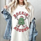 Christmas Tree Retro Shirt, Rockin Around Oversized Christmas Shirt