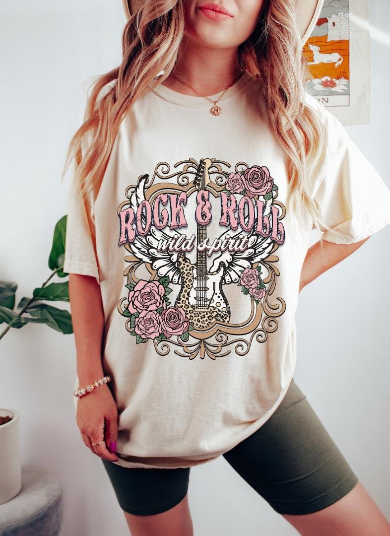 Tshirt, Rock and Roll Wild Spirit Oversized TShirt, Womens Graphic Tees