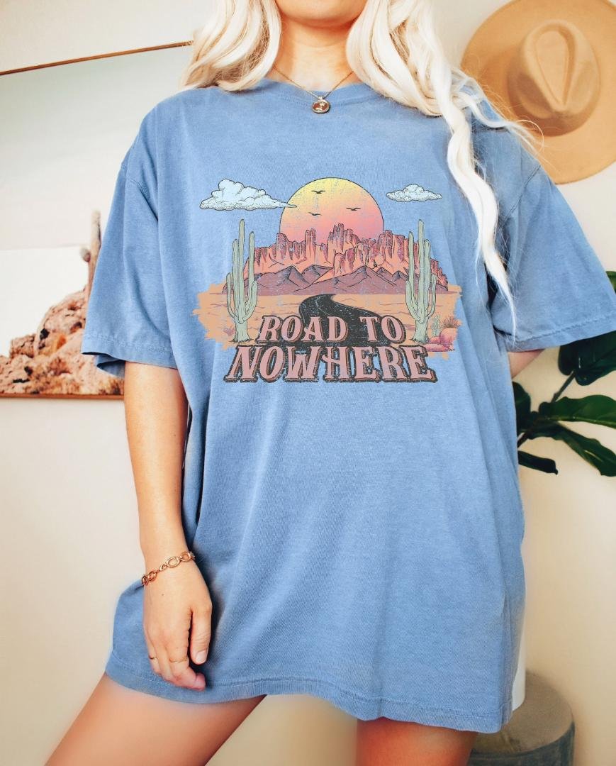 Cross Country Road Trip Tee, Road To Nowhere Oversized TShirt, Tshirt
