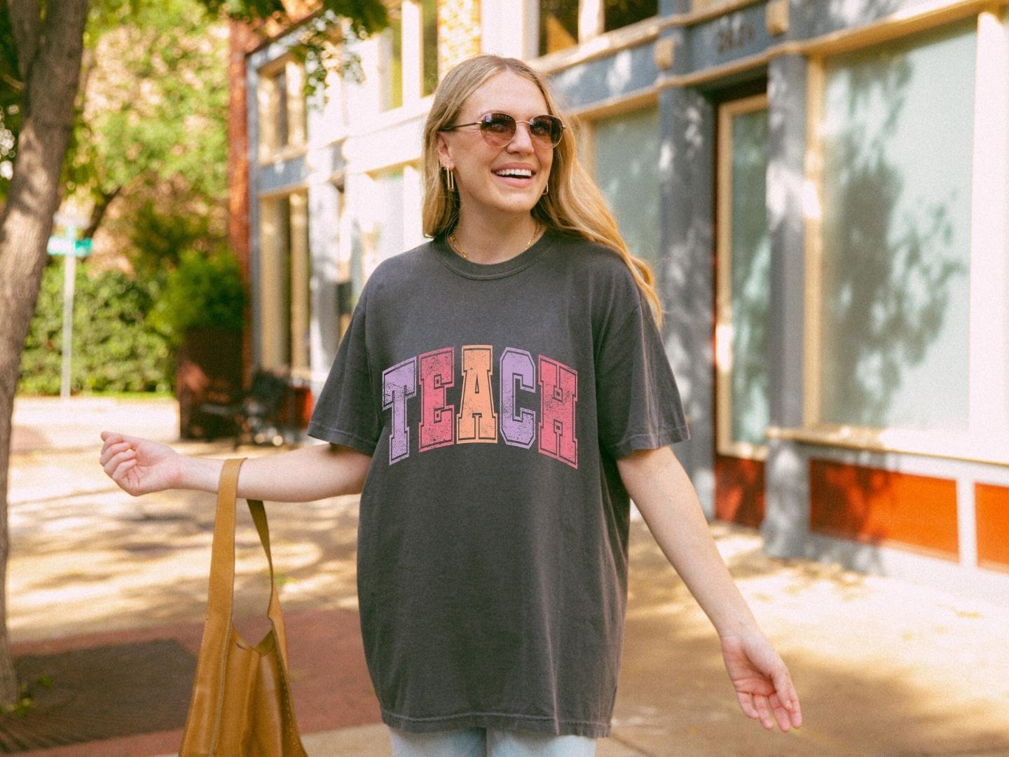 Back To School Shirt, Retro Teach Oversized Shirt, Kindergarten Teacher Shirt