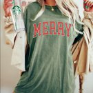 Merry Christmas Shirt, Retro Merry Oversized Shirt, Retro Merry Christmas Shirt