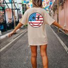 Retro Smiley Face Shirt, Retro American Flag Smiley Face Oversized Vintage T-Shirt